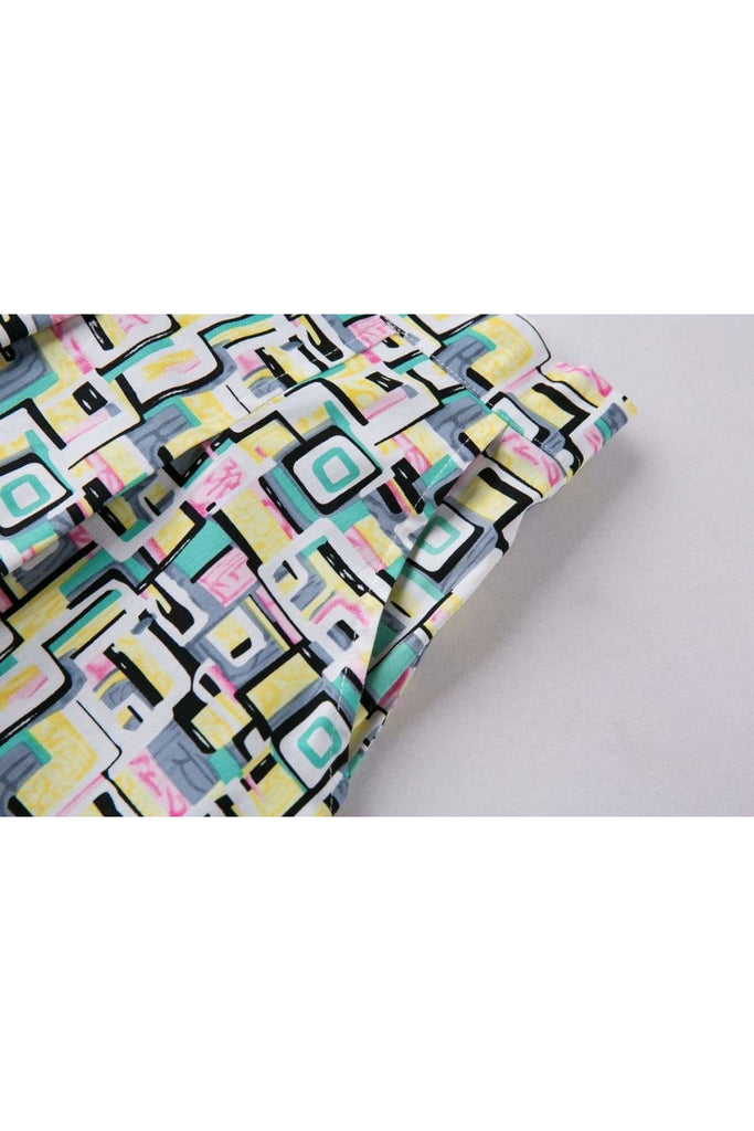 Yellow Mint Pink Abstract Pattern A Line Skirt