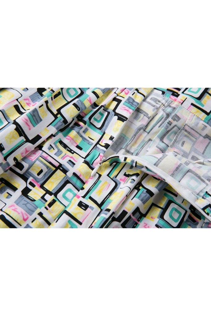 Yellow Mint Pink Abstract Pattern A Line Skirt